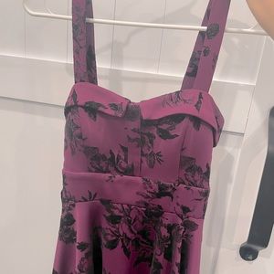 Ixia damask purple floral cocktail dress